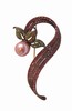 Pink crystal & Pearl brooch